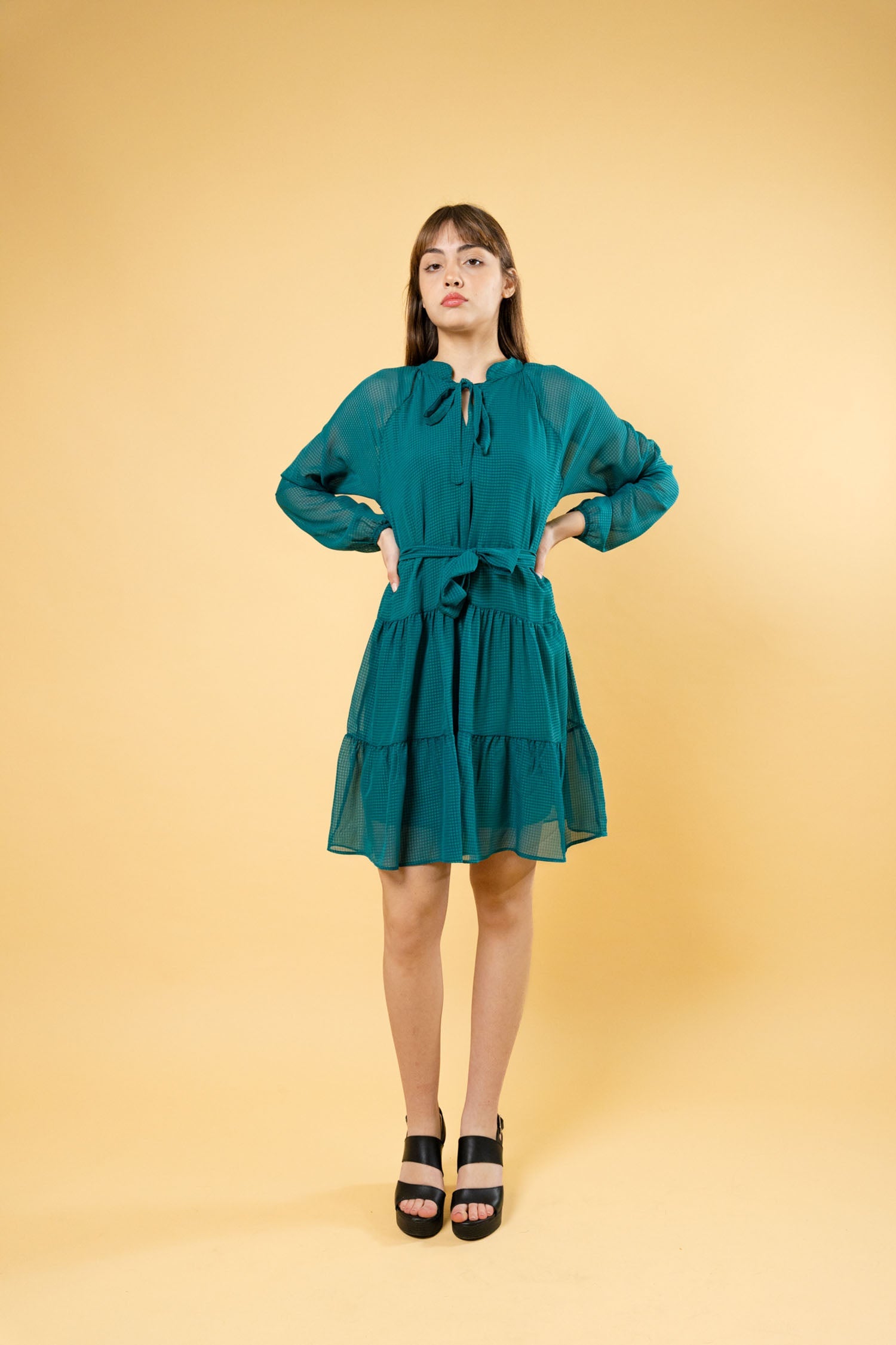 Ashira - Knitted Long Sleeves Mini Dress
