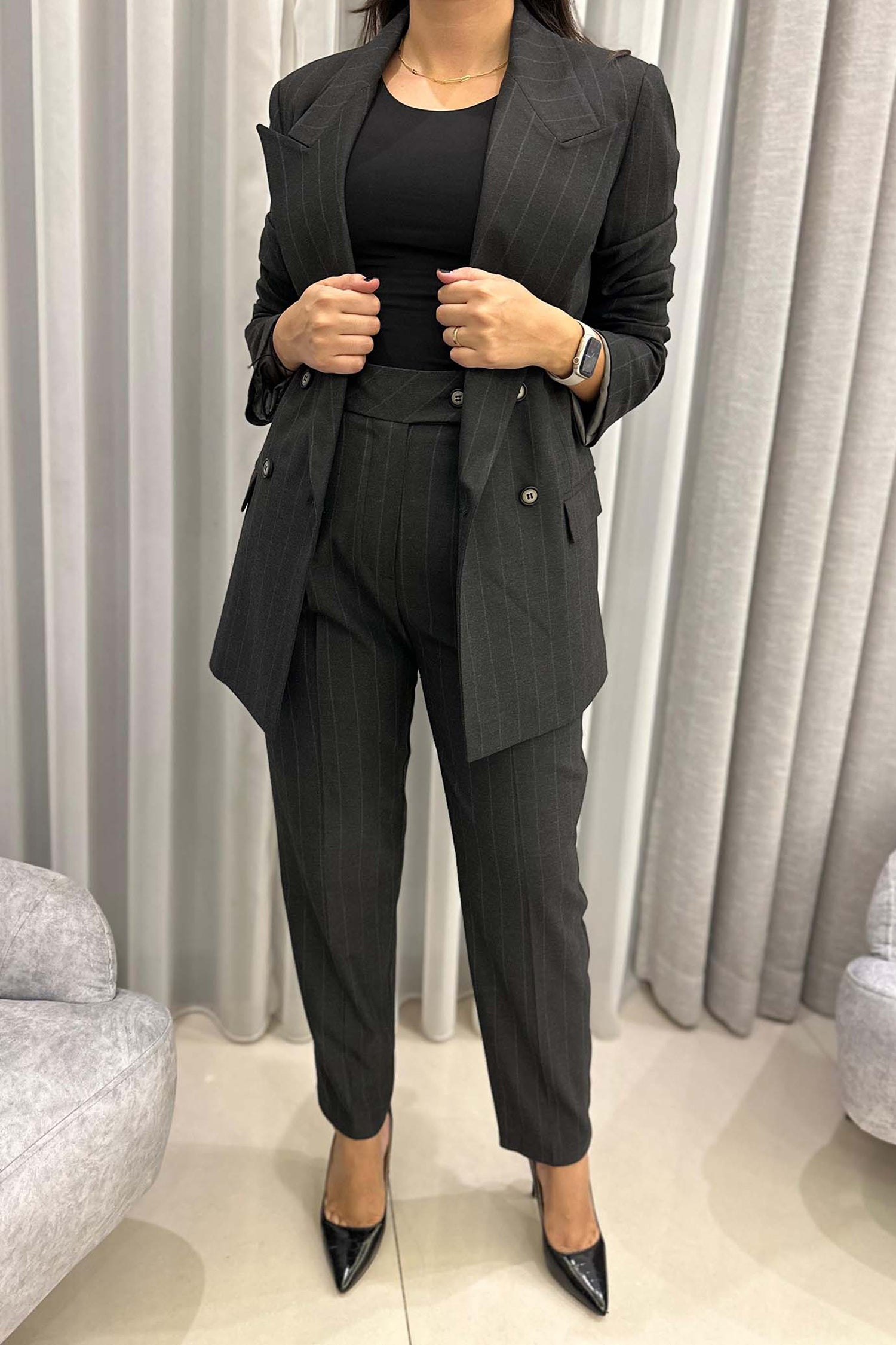 Shirt Pinstripe Blazer With Pant