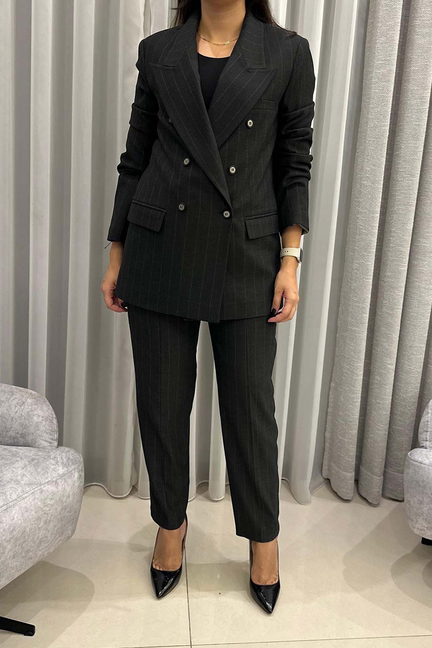 Shirt Pinstripe Blazer With Pant