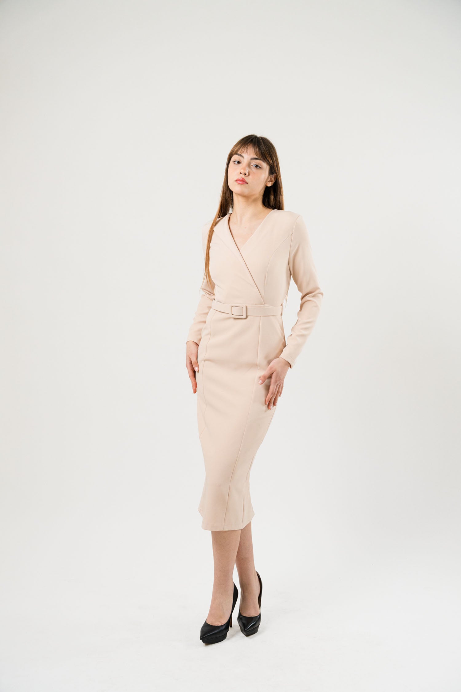 Crepe Dress With Belt