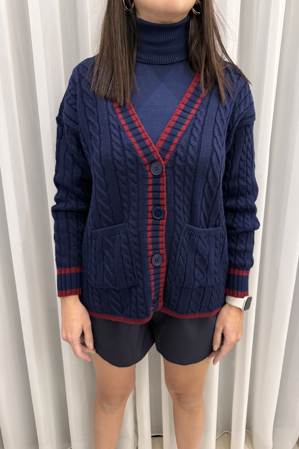 Cardigan Oversized With Red Buttons