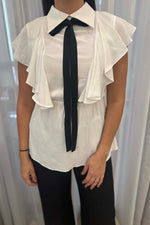 Shirt Ruffle With Black Ribbon