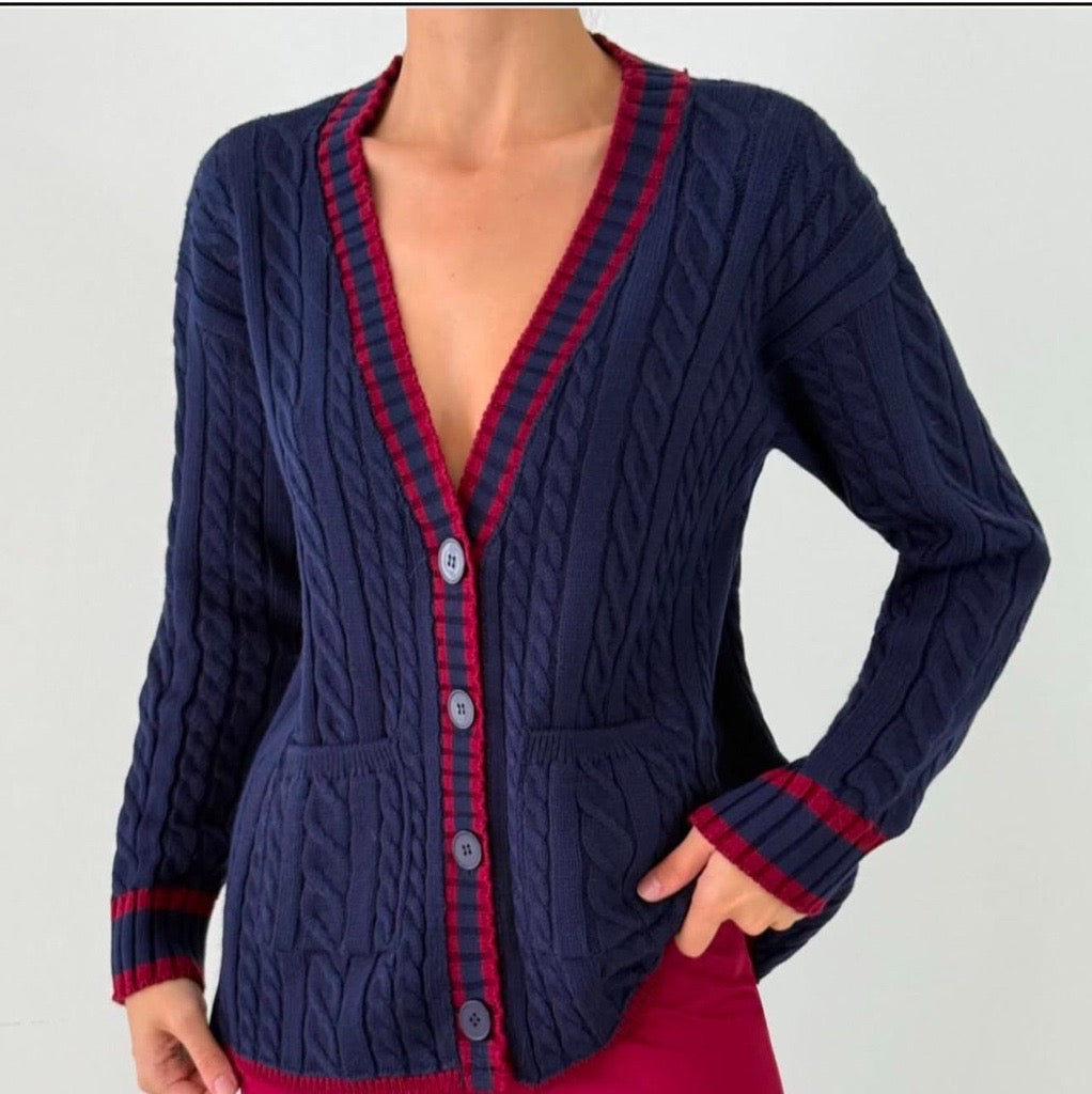 Cardigan Oversized With Red Buttons