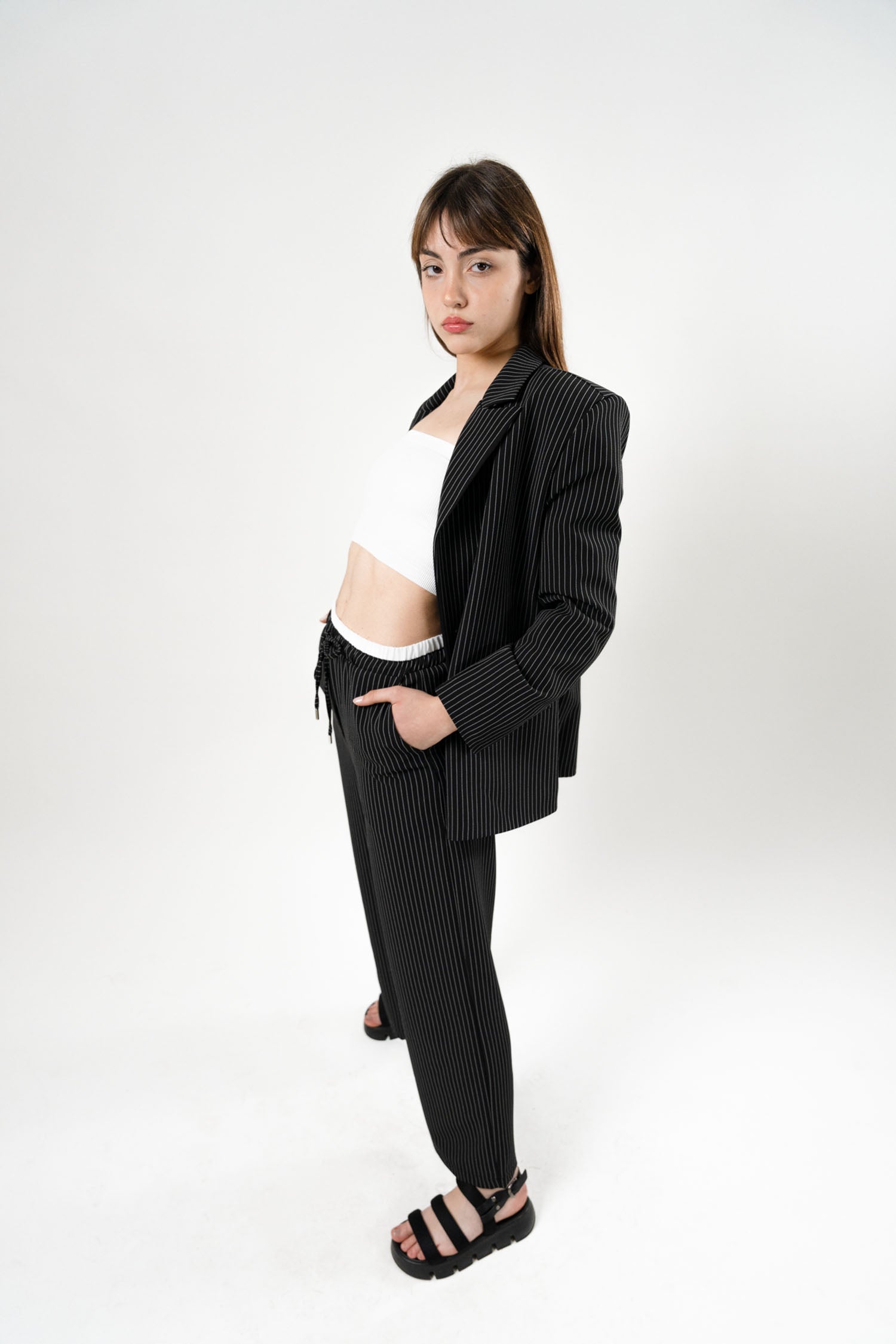 High-Waist Wide Leg Trouser With Blazer