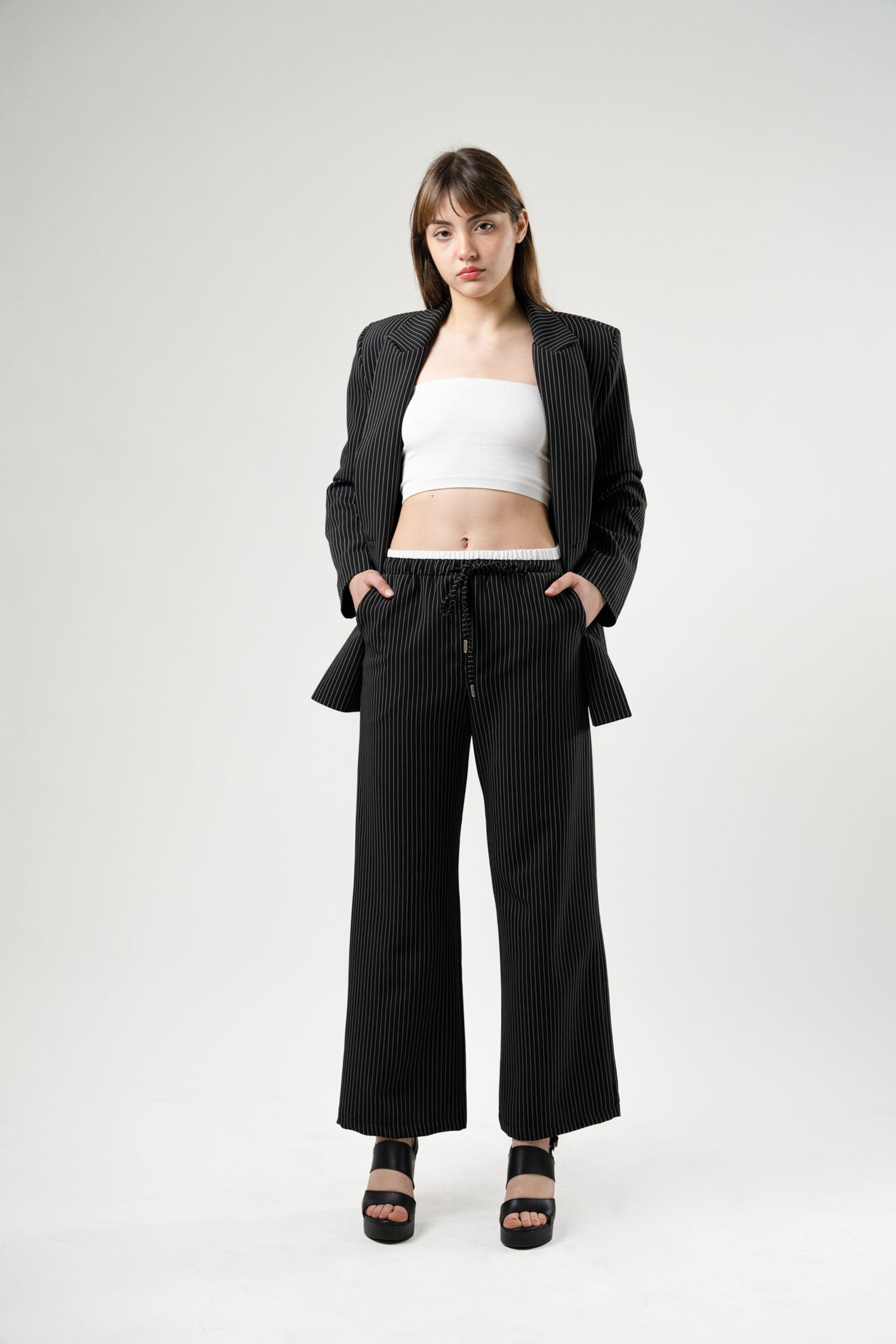 High-Waist Wide Leg Trouser With Blazer