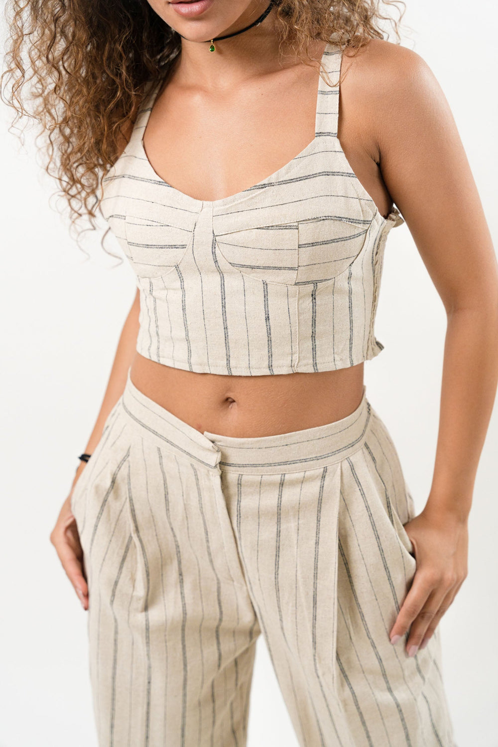 High-Waist Wide Leg Trouser With Bra Top