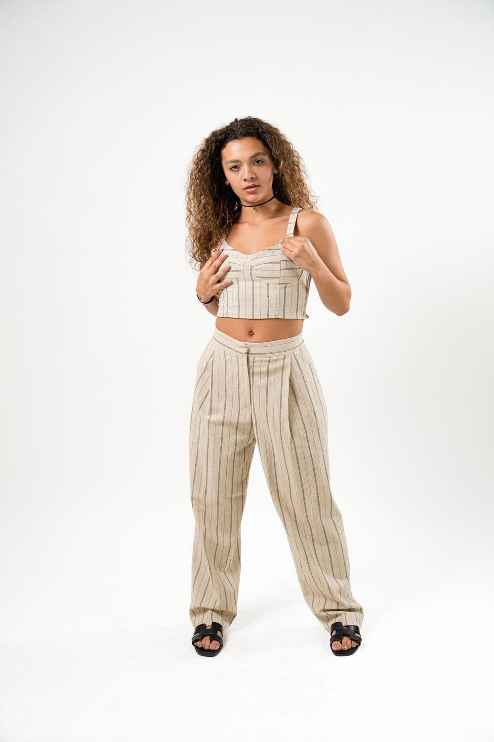 High-Waist Wide Leg Trouser With Bra Top