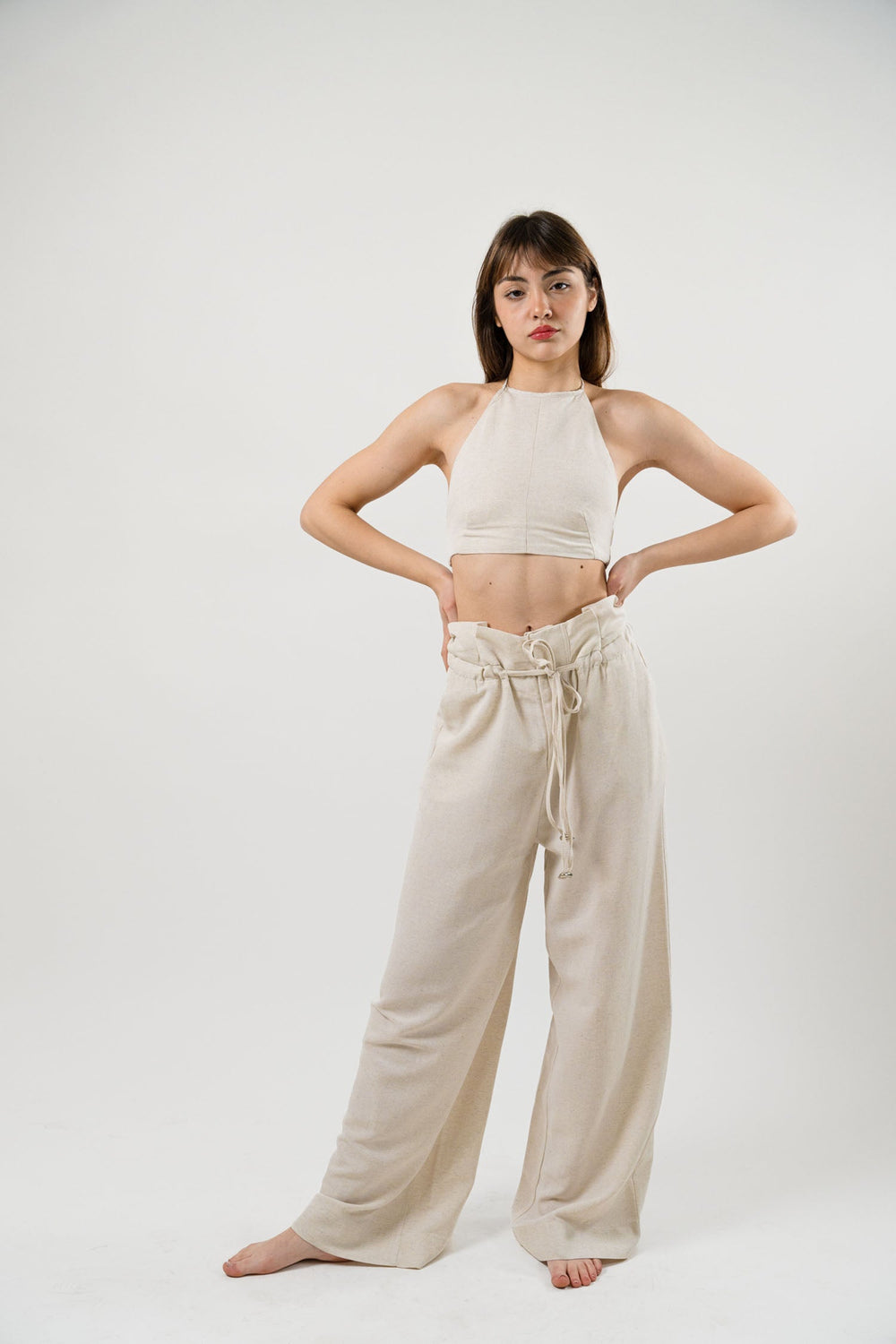 Wide Leg Trouser With Body Mini Crop Top