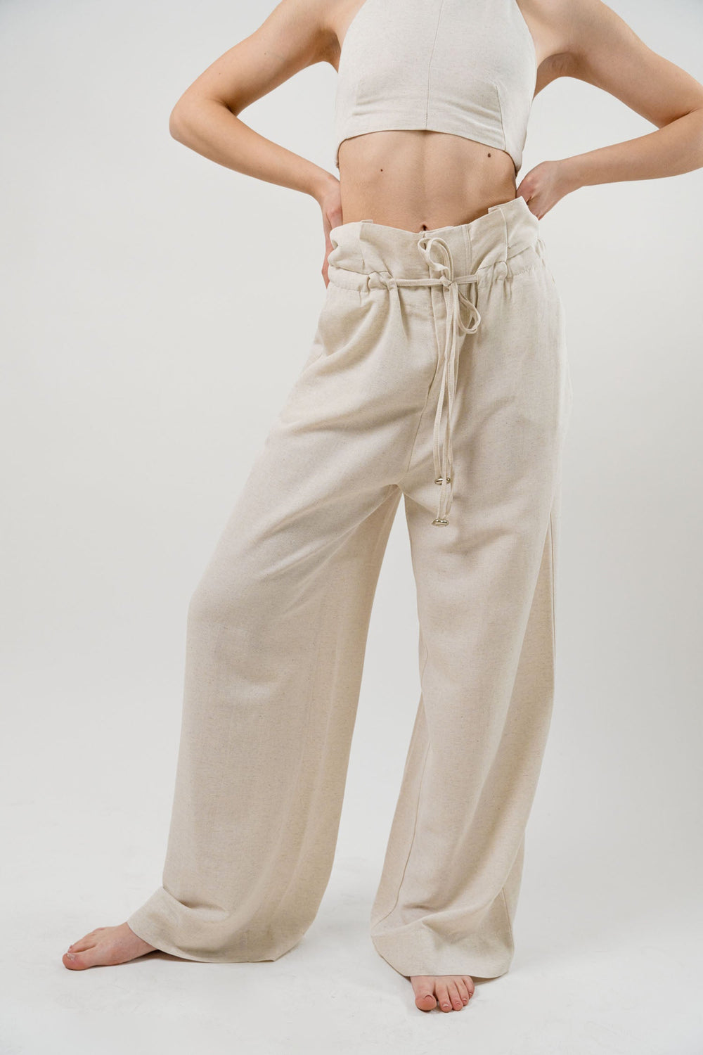 Wide Leg Trouser With Body Mini Crop Top