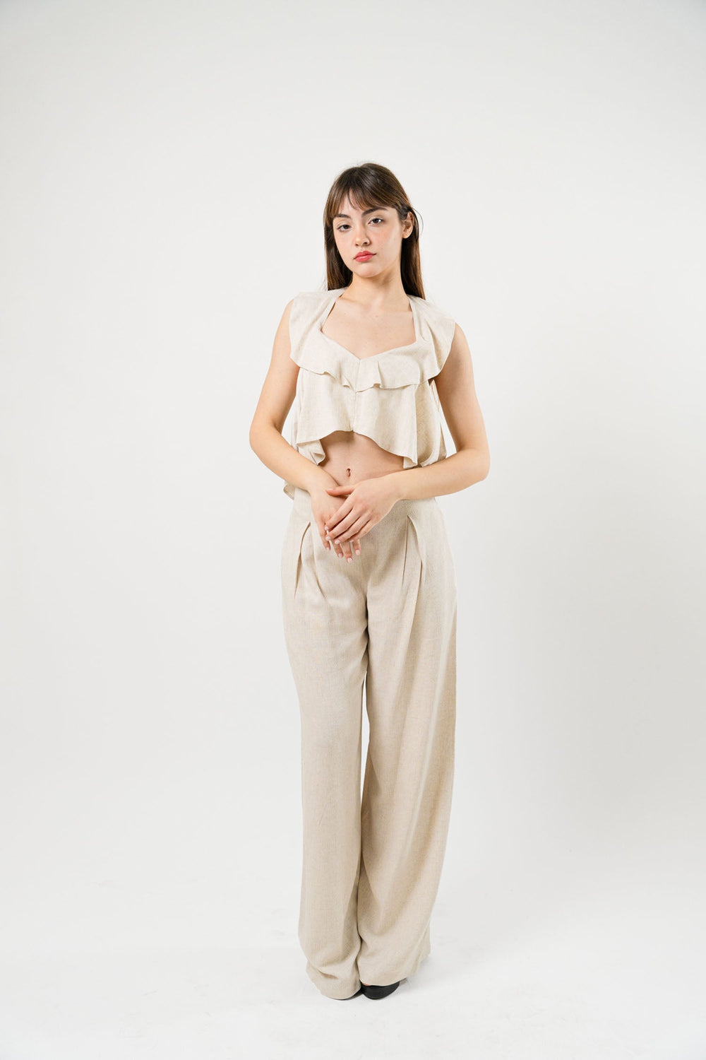 Wide Leg Trouser With Mini Crop Top