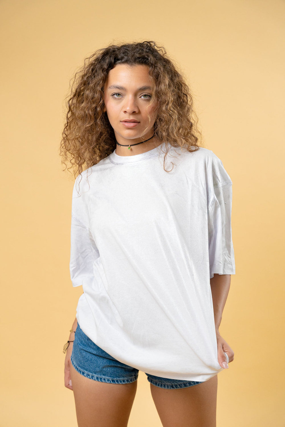 Silver Print Oversized Cotton T-Shirt