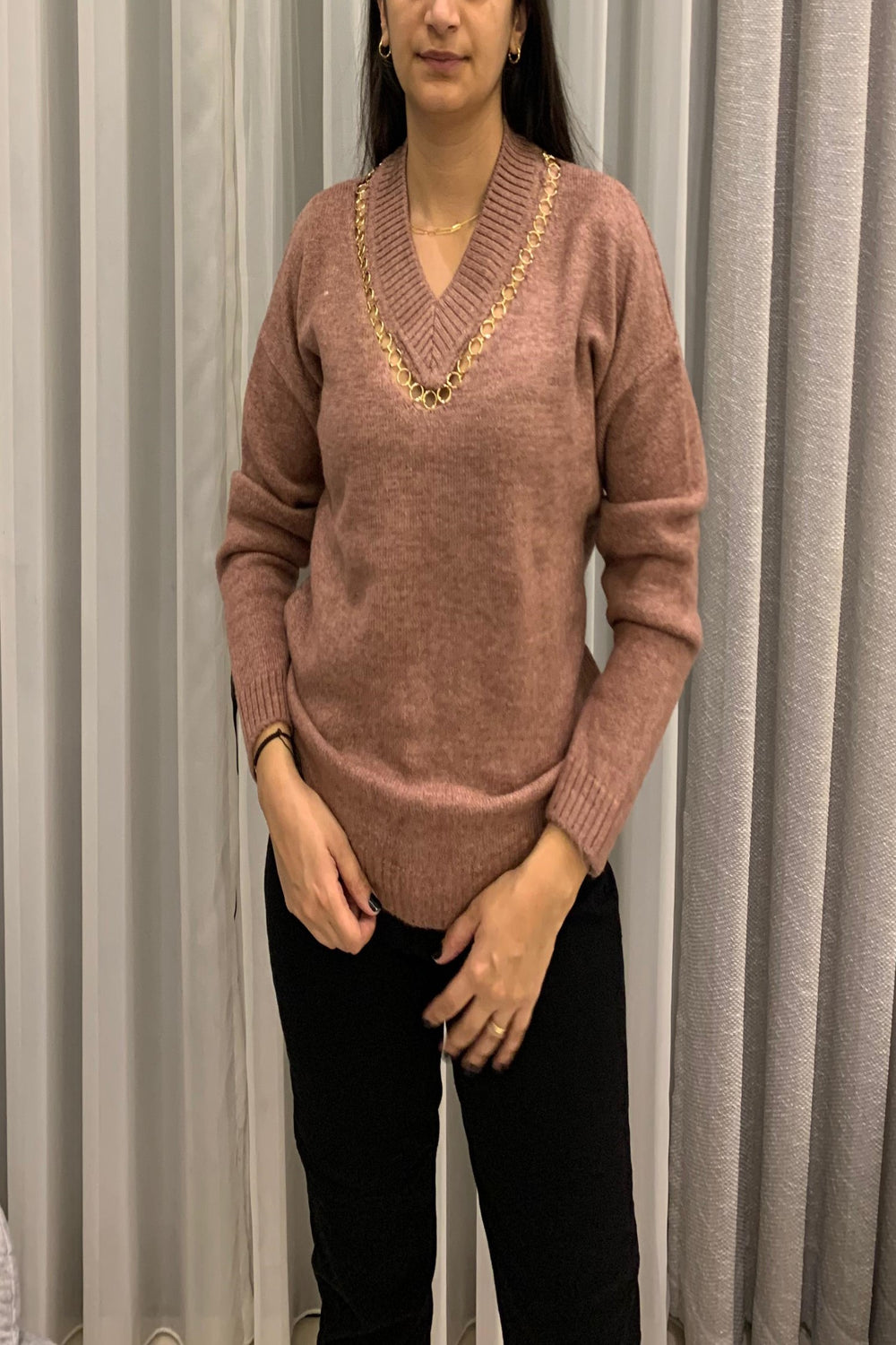 Knitted Blouse With Gold Ring