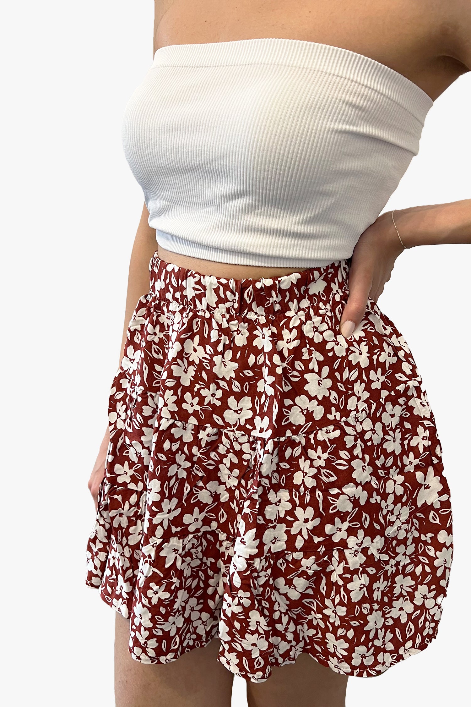 Cotton Floral Mini Skirt